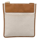 Salvatore Ferragamo Gancini Shoulder Bag Leather White Brown Auth BA16913-2