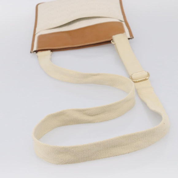 Salvatore Ferragamo Gancini Shoulder Bag Leather White Brown Auth BA16913