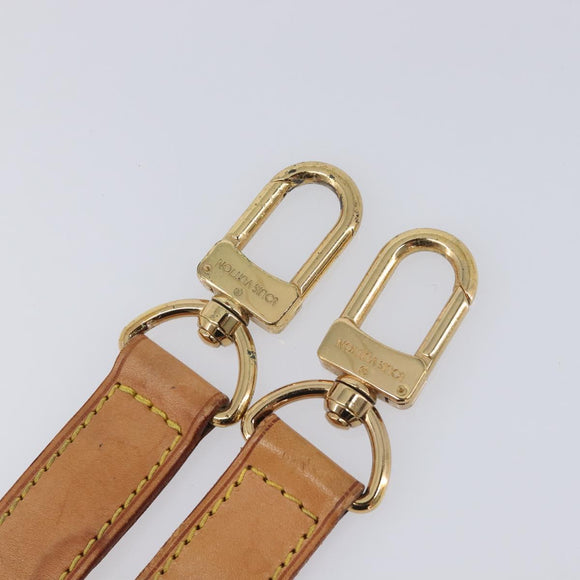 LOUIS VUITTON Shoulder Strap Leather Beige Gold Tone LV Auth BA16915
