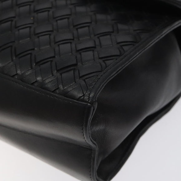 BALLY Hand Bag Leather Black Gold Auth BA1692