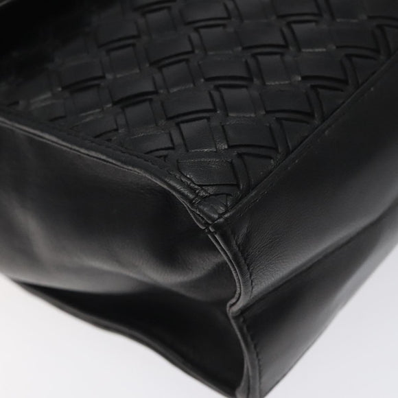 BALLY Hand Bag Leather Black Gold Auth BA1692