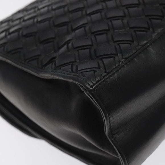 BALLY Hand Bag Leather Black Gold Auth BA1692