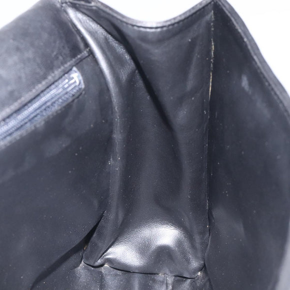 BALLY Hand Bag Leather Black Gold Auth BA1692