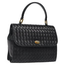 BALLY Hand Bag Leather Black Gold Auth BA1692-1
