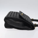 BALLY Hand Bag Leather Black Gold Auth BA1692-3