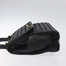 BALLY Hand Bag Leather Black Gold Auth BA1692-4