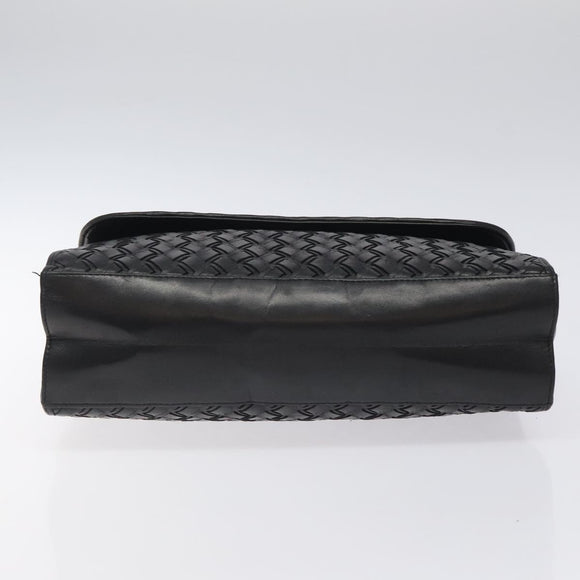 BALLY Hand Bag Leather Black Gold Auth BA1692