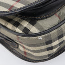 Burberrys Nova Check Shoulder Bag PVC Leather Gray Gold Tone Auth BA16921-14