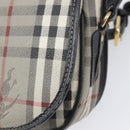 Burberrys Nova Check Shoulder Bag PVC Leather Gray Gold Tone Auth BA16921-19