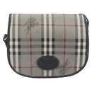 Burberrys Nova Check Shoulder Bag PVC Leather Gray Gold Tone Auth BA16921-2