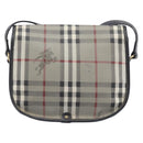 Burberrys Nova Check Shoulder Bag PVC Leather Gray Gold Tone Auth BA16921-3