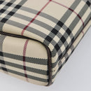 BURBERRY Nova Check Hand Bag Canvas Beige Silver Auth BA16924-10