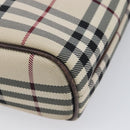 BURBERRY Nova Check Hand Bag Canvas Beige Silver Auth BA16924-12