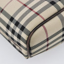 BURBERRY Nova Check Hand Bag Canvas Beige Silver Auth BA16924-13