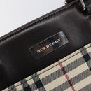 BURBERRY Nova Check Hand Bag Canvas Beige Silver Auth BA16924-14