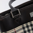 BURBERRY Nova Check Hand Bag Canvas Beige Silver Auth BA16924-15