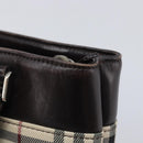 BURBERRY Nova Check Hand Bag Canvas Beige Silver Auth BA16924-17