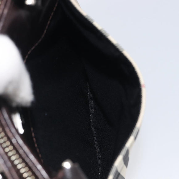 BURBERRY Nova Check Hand Bag Canvas Beige Silver Auth BA16924