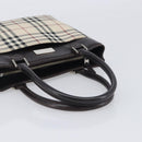 BURBERRY Nova Check Hand Bag Canvas Beige Silver Auth BA16924-7