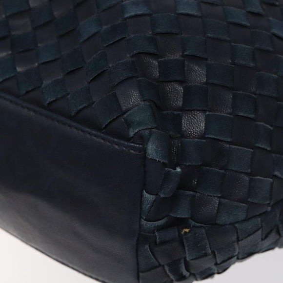 BALLY Shoulder Bag Leather Navy Gold Auth BA1693