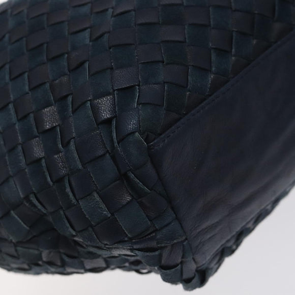 BALLY Shoulder Bag Leather Navy Gold Auth BA1693