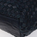 BALLY Shoulder Bag Leather Navy Gold Auth BA1693-15