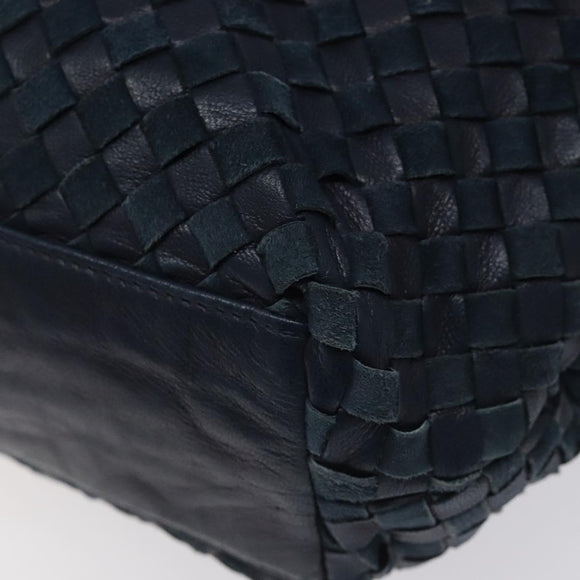 BALLY Shoulder Bag Leather Navy Gold Auth BA1693