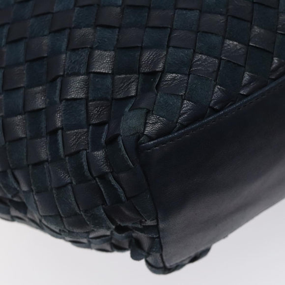 BALLY Shoulder Bag Leather Navy Gold Auth BA1693