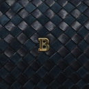 BALLY Shoulder Bag Leather Navy Gold Auth BA1693-17