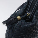 BALLY Shoulder Bag Leather Navy Gold Auth BA1693-10