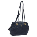 BALLY Shoulder Bag Leather Navy Gold Auth BA1693-1
