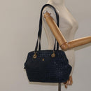 BALLY Shoulder Bag Leather Navy Gold Auth BA1693-21