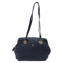 BALLY Shoulder Bag Leather Navy Gold Auth BA1693-13