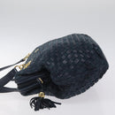 BALLY Shoulder Bag Leather Navy Gold Auth BA1693-4