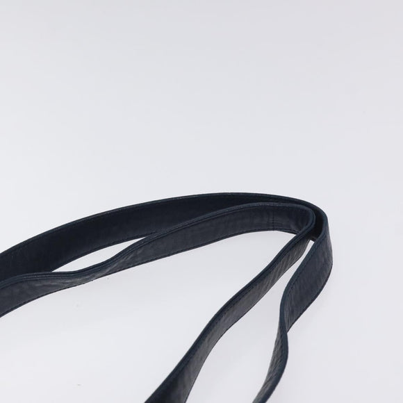 BALLY Shoulder Bag Leather Navy Gold Auth BA1693