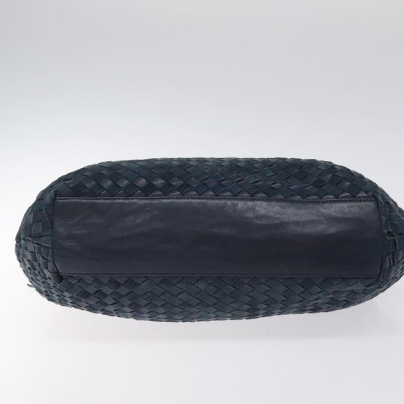 BALLY Shoulder Bag Leather Navy Gold Auth BA1693