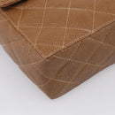 CHANEL Matelasse Shoulder Bag Caviar Skin Brown Gold Tone CC Auth BA16932V-11