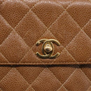 CHANEL Matelasse Shoulder Bag Caviar Skin Brown Gold Tone CC Auth BA16932V-14