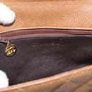 CHANEL Matelasse Shoulder Bag Caviar Skin Brown Gold Tone CC Auth BA16932V-18