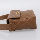 CHANEL Matelasse Shoulder Bag Caviar Skin Brown Gold Tone CC Auth BA16932V-4