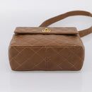 CHANEL Matelasse Shoulder Bag Caviar Skin Brown Gold Tone CC Auth BA16932V-9