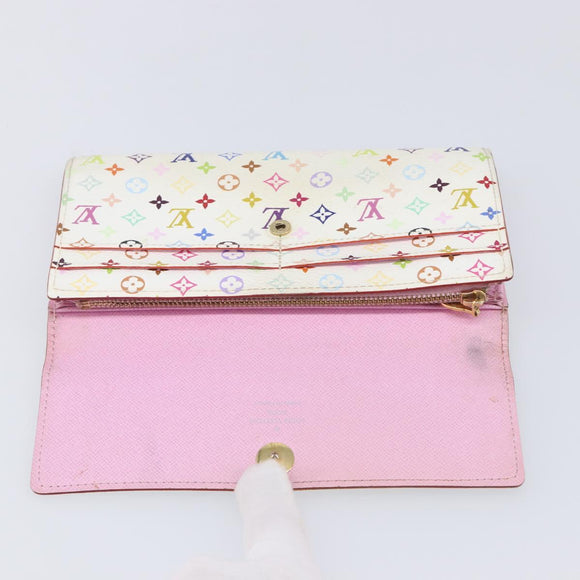 LOUIS VUITTON Monogram Multicolor Portefeiulle Sarah White M93532 Auth BA16933