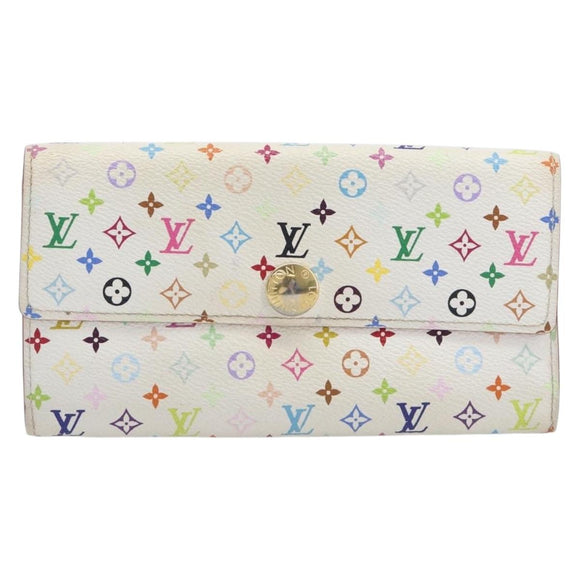 LOUIS VUITTON Monogram Multicolor Portefeiulle Sarah White M93532 Auth BA16933