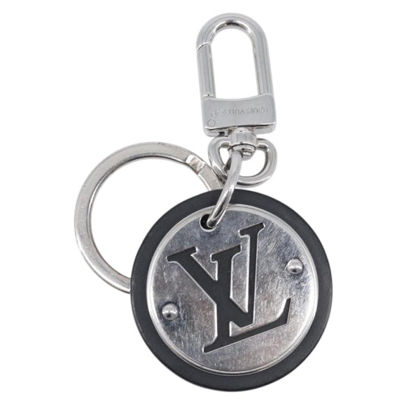 LOUIS VUITTON LV Circle Key Holder Metal Silver Black M00741 LV Auth BA16940