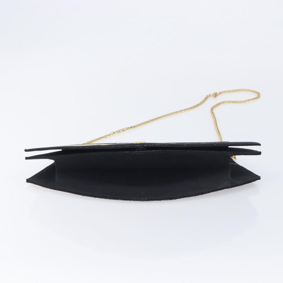 Cartier Chain Shoulder Bag cotton Black Gold Tone Auth BA16941