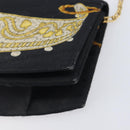 Cartier Chain Shoulder Bag cotton Black Gold Tone Auth BA16941-11