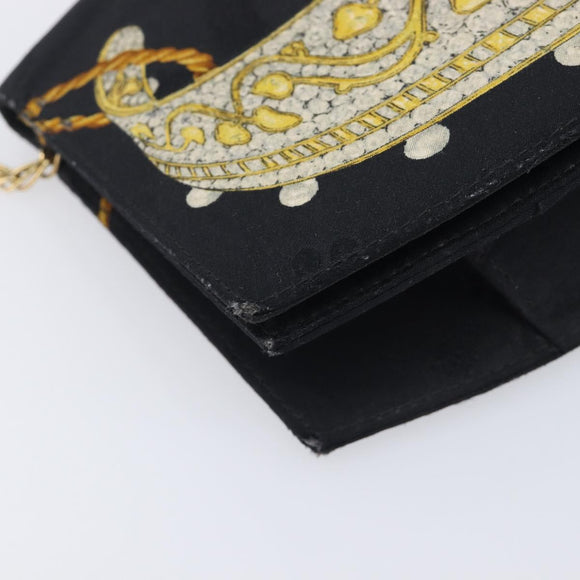 Cartier Chain Shoulder Bag cotton Black Gold Tone Auth BA16941