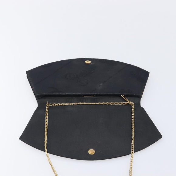 Cartier Chain Shoulder Bag cotton Black Gold Tone Auth BA16941