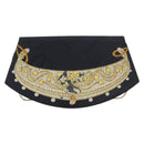 Cartier Chain Shoulder Bag cotton Black Gold Tone Auth BA16941-2