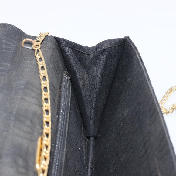 Cartier Chain Shoulder Bag cotton Black Gold Tone Auth BA16941